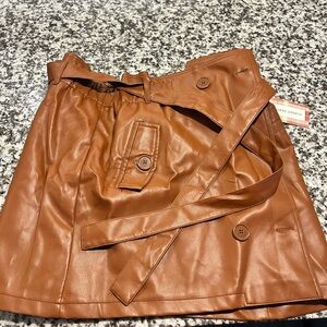 Faux leather button up skirt